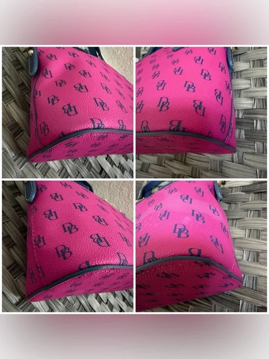 Dooney & Bourke Gretta Mini Top Handle Satchel - Pink Blue Crossbody DB Monogram - Picture 7 of 14
